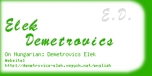 elek demetrovics business card